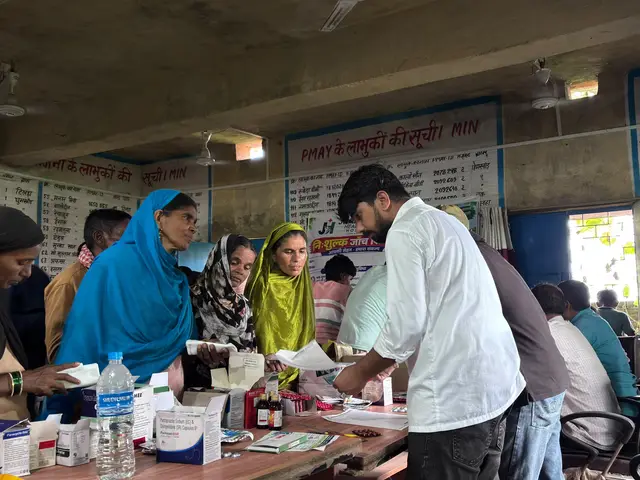 Free medicine distribution at the camp